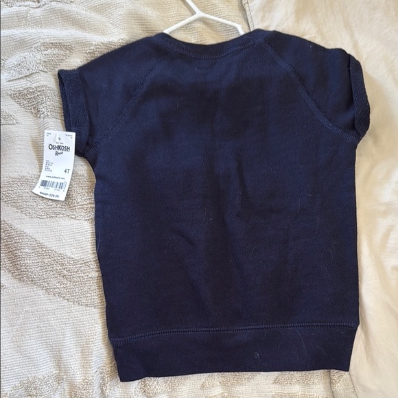NWT OshKosh B'gosh Navy Blue and Pink studded crewneck short sleeve Sweatshirt - Picture 5 of 5